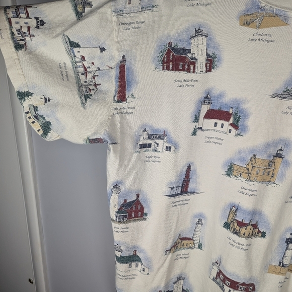 Vintage Art Unlimited nautical lighthouses and states Tshirt size men's XL - Picture 3 of 6